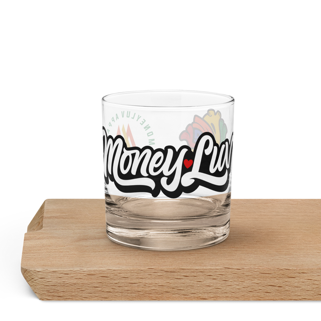 Money Luv rocks glass